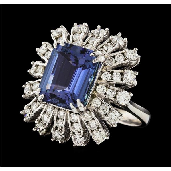 5.91 ctw Tanzanite and Diamond Ring - 14KT White Gold