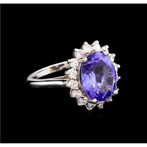 5.67 ctw Tanzanite and Diamond Ring - 14KT White Gold