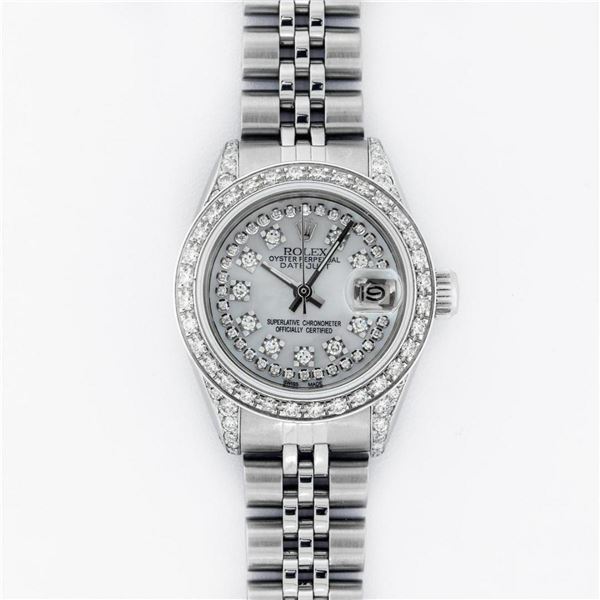 Rolex Ladies Stainless Steel 26MM MOP Diamond Lugs Oyster Perpetual Datejust