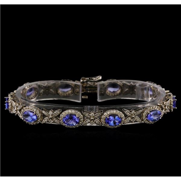 14KT White Gold 7.90 ctw Tanzanite and Diamond Bracelet