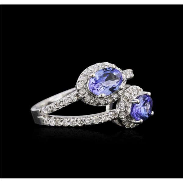 14KT White Gold 1.37 ctw Tanzanite and Diamond Ring