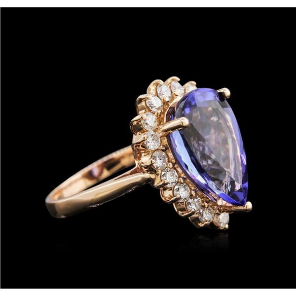 7.52 ctw Tanzanite and Diamond Ring - 14KT Rose Gold