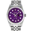 Image 2 : Rolex Mens Stainless Steel Purple Diamond 36MM Datejust Oyster Perpetual Wristwa