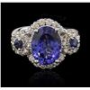 Image 2 : 3.81 ctw Tanzanite, Blue Sapphire, and Diamond Ring - 14KT White Gold
