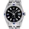 Image 1 : Rolex Mens Stainless Steel Black Baguette Diamond Dial & Sapphire Datejust Wrist
