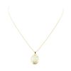 Image 1 : 12mm x 10mm Cabochon Jade Pendant with Chain - 14KT + 18KT Yellow Gold