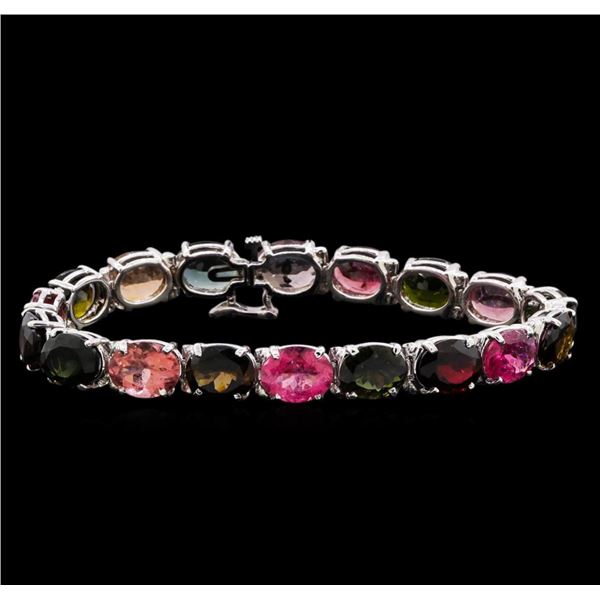 42.06 ctw Multi Color Tourmaline Bracelet - 14KT White Gold