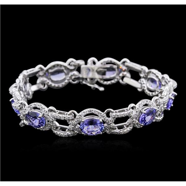 14KT White Gold 9.85 ctw Tanzanite and Diamond Bracelet