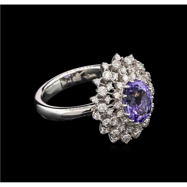 2.18 ctw Tanzanite and Diamond Ring - 14KT White Gold