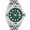 Image 1 : Rolex Ladies Stainless Steel Green Diamond & Emerald 26MM Datejust Wristwatch