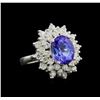 Image 1 : 3.90 ctw Tanzanite and Diamond Ring - 14KT White Gold