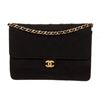 Image 1 : Chanel Black Lambskin Leather Chain Half Flap Shoulder Bag
