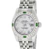 Image 2 : Rolex New Style Ladies 26 Mother Of Pearl Diamond And Emerald Datejust Oyster Pe