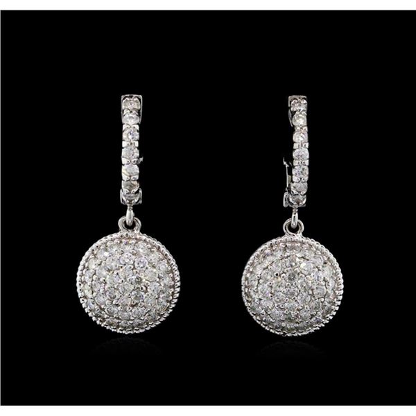 1.30 ctw Diamond Dangle Earrings - 14KT White Gold