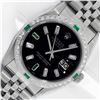 Image 1 : Rolex Mens Stainless Steel Black Baguette Emerald Diamond 36MM Datejust Wristwat