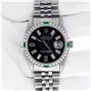 Image 3 : Rolex Mens Stainless Steel Black Baguette Emerald Diamond 36MM Datejust Wristwat
