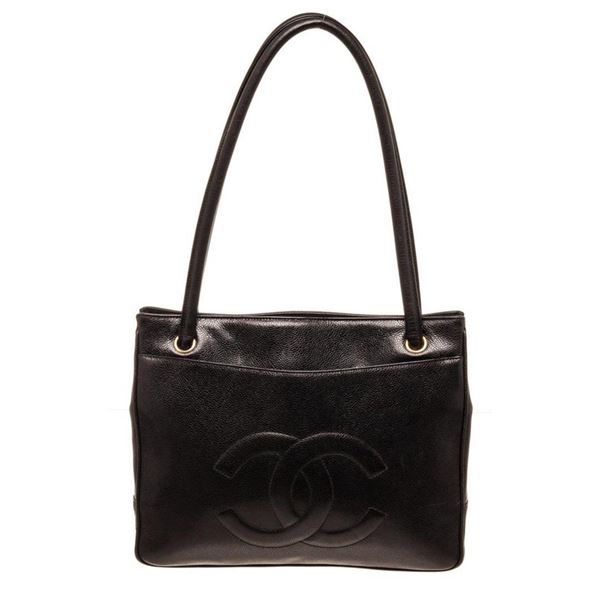 Chanel Black Leather Timeless CC Tote Bag