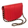 Image 6 : Chanel Red Lambskin Leather Stripe Round Flap Bag