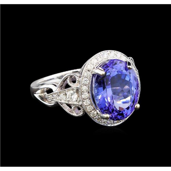 14KT White Gold 6.59 ctw Tanzanite and Diamond Ring