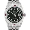 Image 1 : Rolex Mens SS Black String Diamond Lugs & Ruby Oyster Perpetaul Datejust 36MM