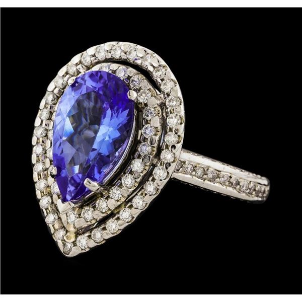 3.12 ctw Tanzanite and Diamond Ring - 14KT White Gold