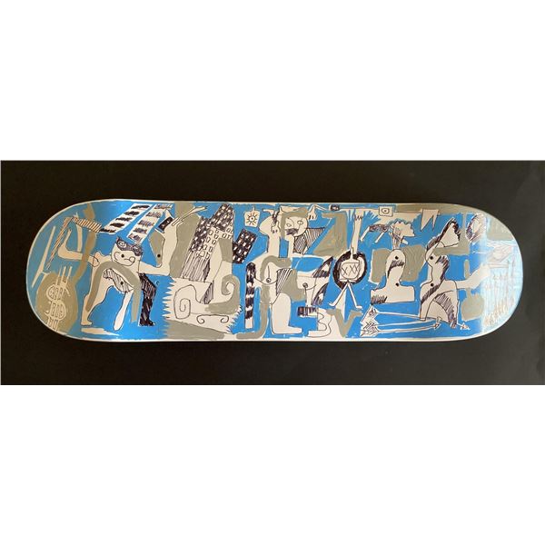 Handpainted skateboard  Grey Compliments Blue Period  by Gino Perez