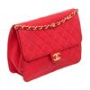 Image 3 : Chanel Red Lambskin Half Flap Shoulder Bag