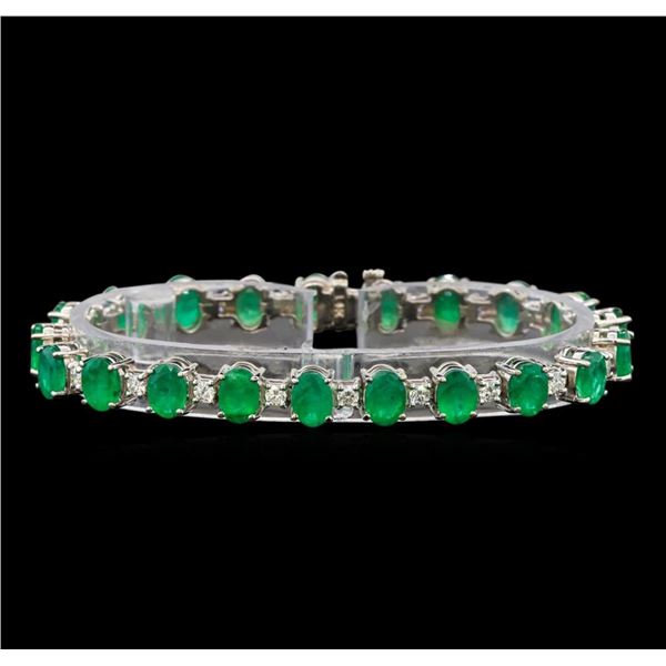 14KT White Gold 15.83 ctw Emerald and Diamond Bracelet