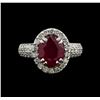 Image 2 : GIA Cert 3.24 ctw Ruby and Diamond Ring - 14KT White Gold