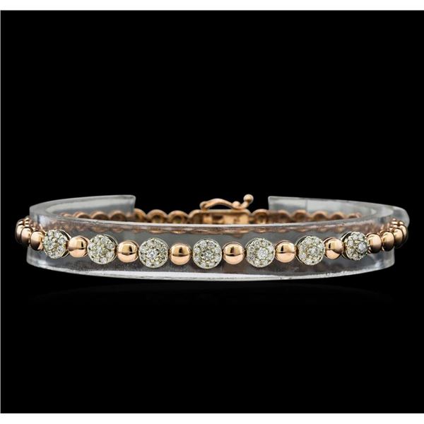 0.75 ctw Diamond Bracelet - 14KT Rose and White Gold