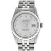 Image 2 : Rolex Mens 36 Stainless Steel Silver Diamond Oyster Perpetual Datejust Wristwatc