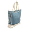 Image 3 : Chanel Blue Denim Canvas Chain Tote Bag