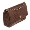 Image 2 : Chanel Brown Leather Chevron Sinlge Flap Shoulder Bag