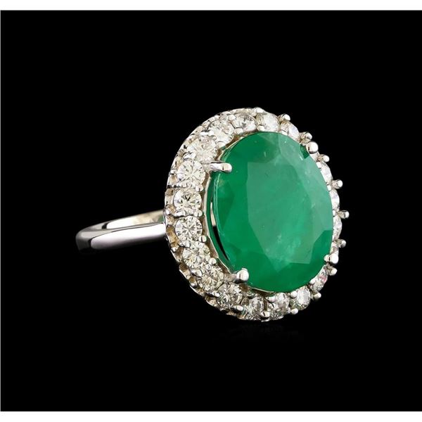 14KT White Gold 5.95 ctw Emerald and Diamond Ring