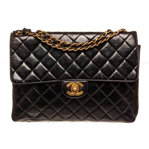 Chanel Black Leather Jumbo Flap Shoulder Bag