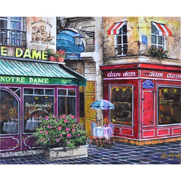 ARKADY ** NOTRE DAME RESTAURANT** SIGNED ORIGINAL ACRYLIC