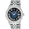 Image 3 : Rolex Mens Stainless Steel Blue Vignette Roman 3 ctw Diamond Datejust Wristwatch
