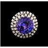 Image 2 : 13.60 ctw Tanzanite and Diamond Ring - 14KT White Gold