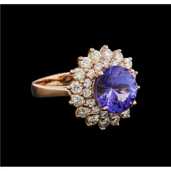 4.78 ctw Tanzanite and Diamond Ring - 14KT Rose Gold