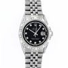 Image 2 : Rolex Mens Stainless Steel Black Diamond Lugs & Pyramid Bezel Datejust Wristwatc