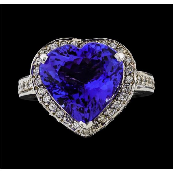 GIA Cert 7.72 ctw Tanzanite and Diamond Ring - 14KT White Gold