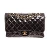 Image 1 : Chanel Black Glitter Patent Leather Jumbo Flap Shoulder Bag