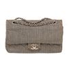 Image 1 : Chanel Black With Canvas Stripe Double Flap Bag