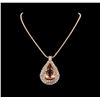 Image 2 : 14KT Rose Gold GIA Certified 49.49 ctw Morganite and Diamond Pendant With Chain