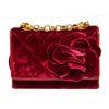 Image 1 : Chanel Burgundy Velvet Mini Camelia Flap Shoulder Bag