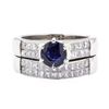 Image 2 : 2.49 ctw Sapphire And Diamond Ring And Attached Band - 18KT White Gold