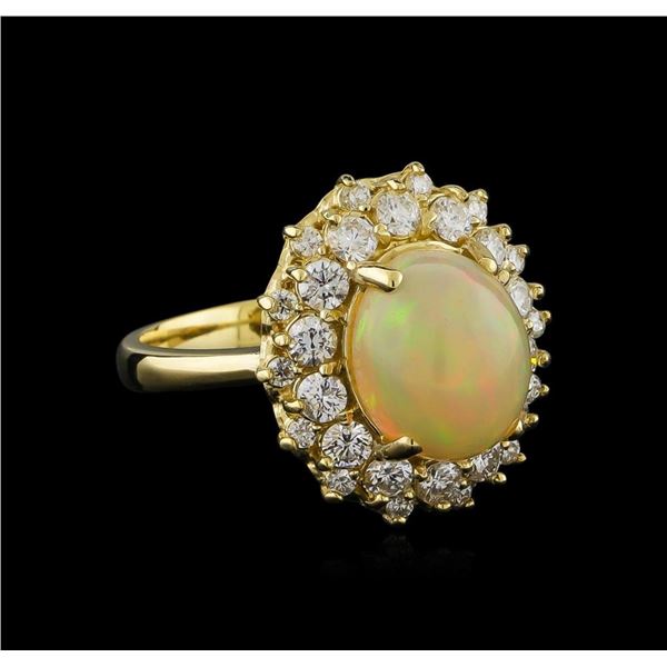 3.01 ctw Opal and Diamond Ring - 14KT Yellow Gold