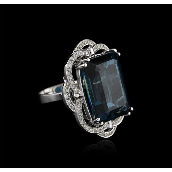 14KT White Gold 32.69 ctw Topaz and Diamond Ring