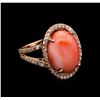 Image 1 : 7.78 ctw Coral and Diamond Ring - 14KT Rose Gold
