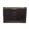 Image 1 : Chanel Black Leather Envelope Flap Shoulder Bag